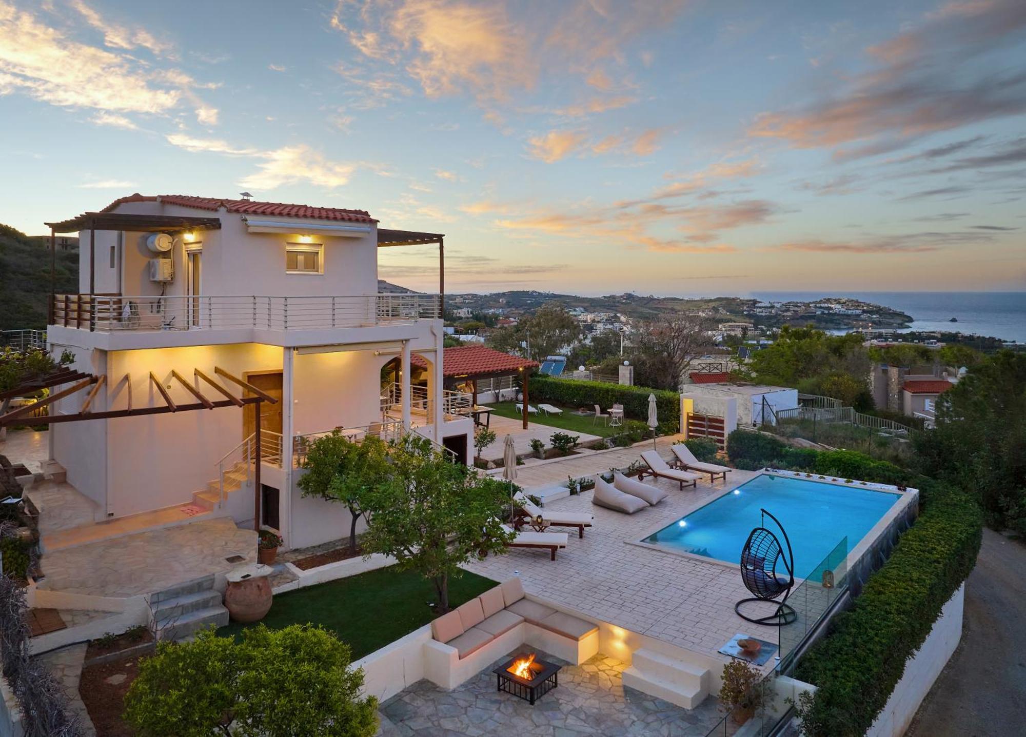 Spacious Villa With Private Eco-Pool And Panoramic Sea View Ajía Pelajía Kültér fotó