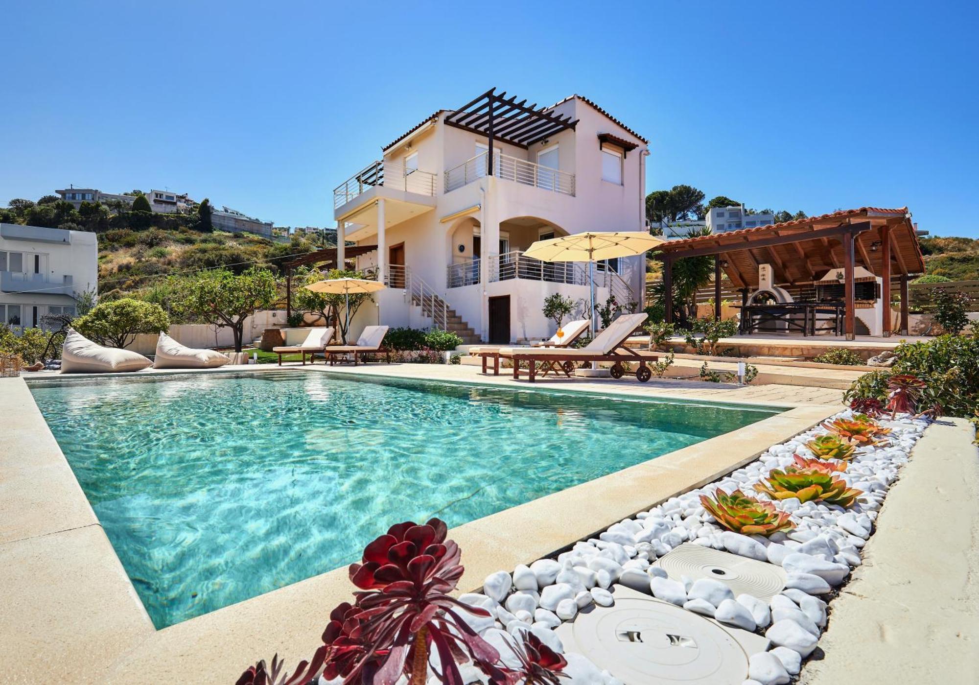 Spacious Villa With Private Eco-Pool And Panoramic Sea View Ajía Pelajía Kültér fotó