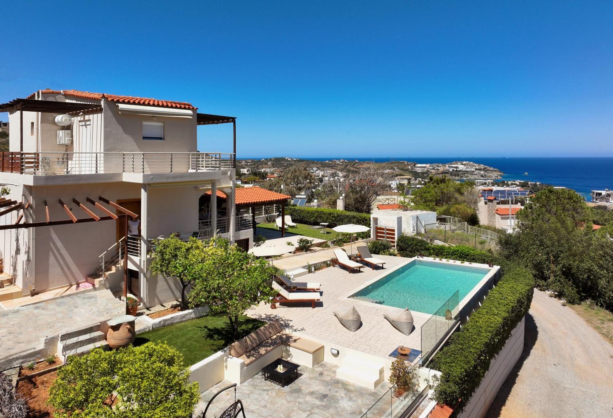 Spacious Villa With Private Eco-Pool And Panoramic Sea View Ajía Pelajía Kültér fotó